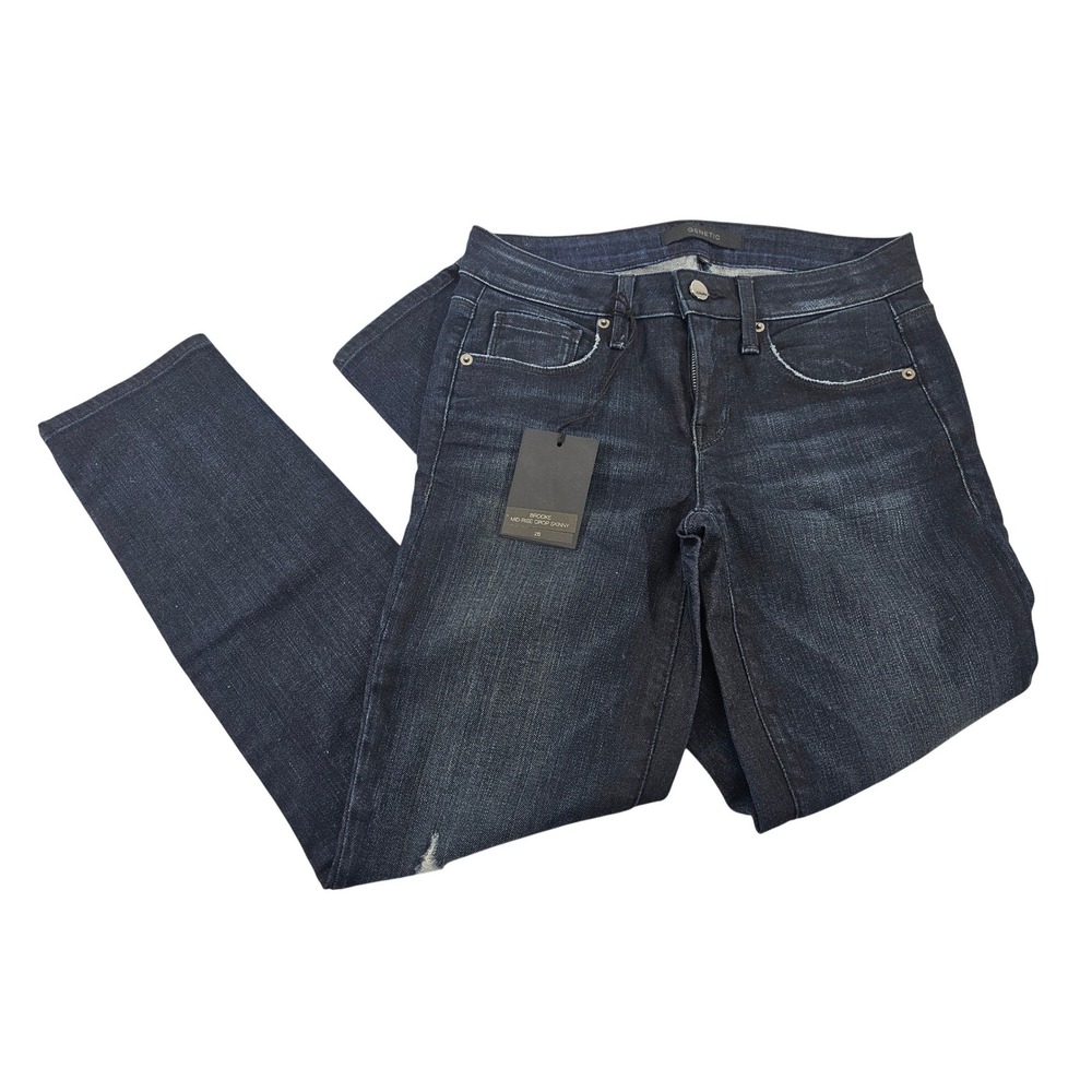 Genetic Brooke Jeans Womens 26 Dark Indigo Solid Mid Rise Crop Skinny‎ Denim NEW
